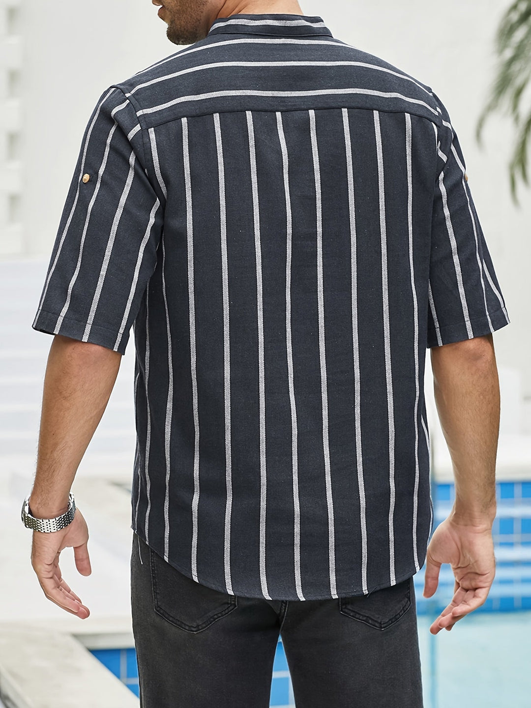 TAYLEN – Classic Striped Button-Up Shirt