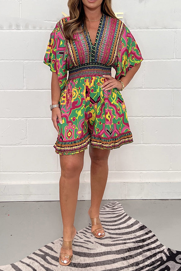 SHANICE - Summer Jumpsuit With Vintage Pattern
