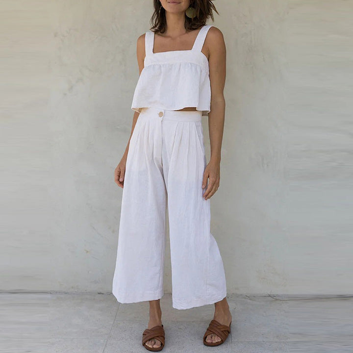 ADINA – Women’s Sleeveless Linen Two-Piece Set
