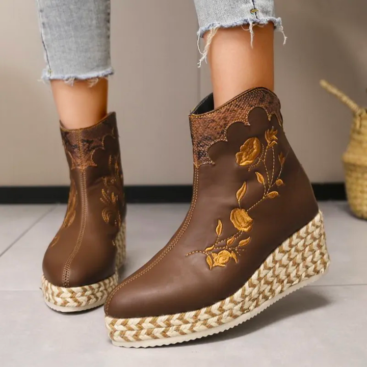 LILA – Women’s Floral Embroidered Platform Boots
