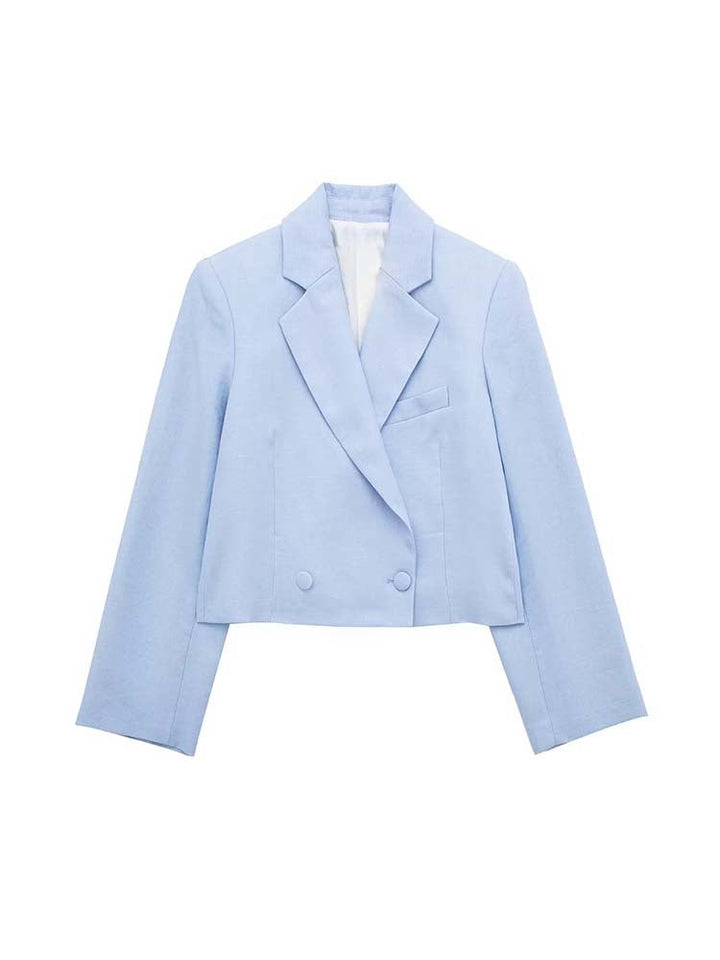 AZUMI – Women's Linen Crop Blazer & Skirt Set