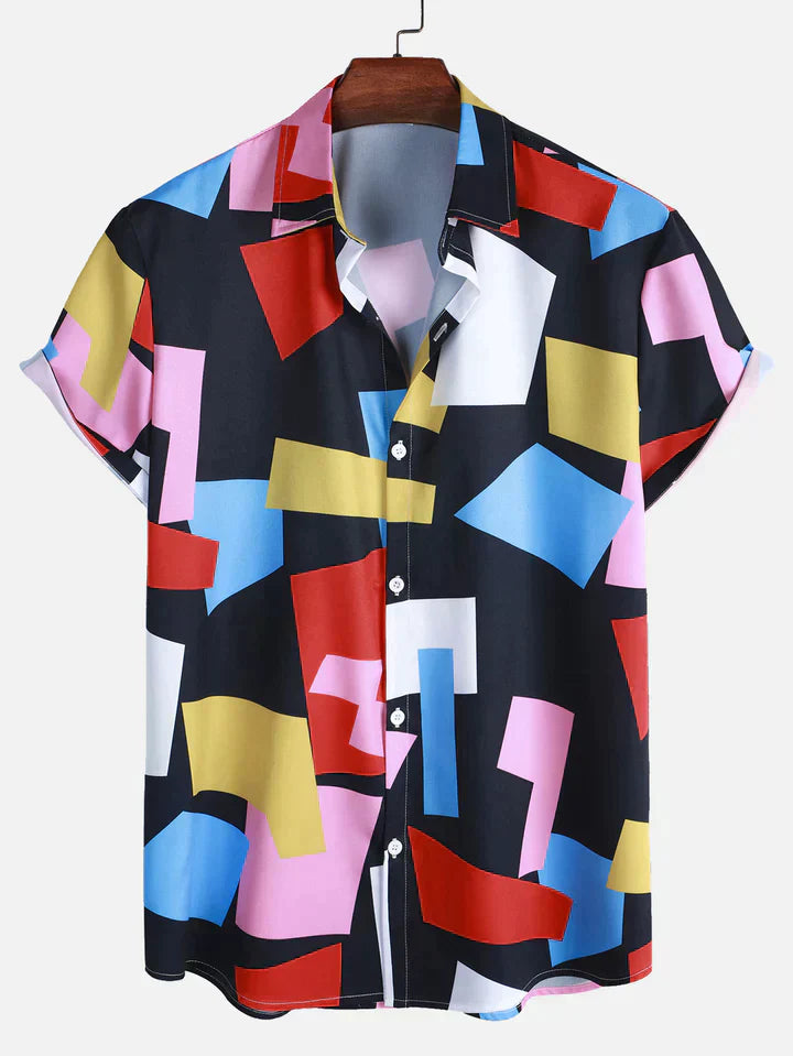 MALIK – Men’s Color Block Print Shirt