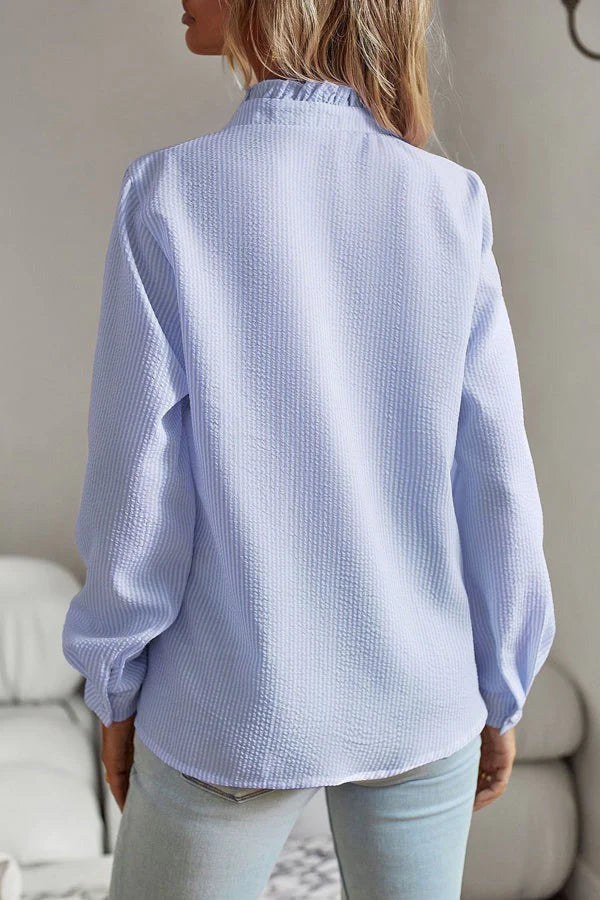 ALINA – Ruffled Button-Front Blouse