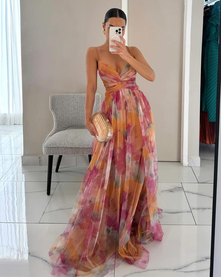 AUROR – Floral Chiffon Maxi Dress