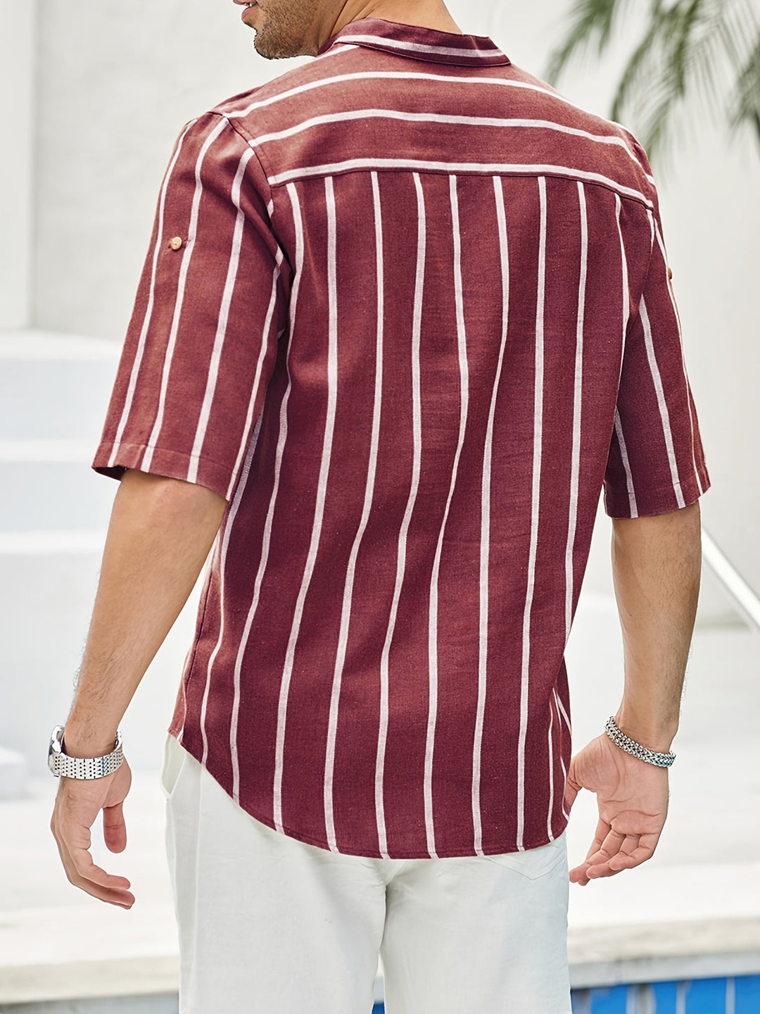 TAYLEN – Classic Striped Button-Up Shirt