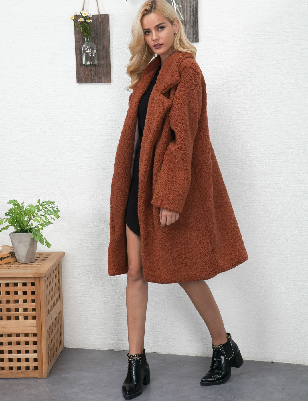 RYA - Oversized Teddy Bear Coat in Camel