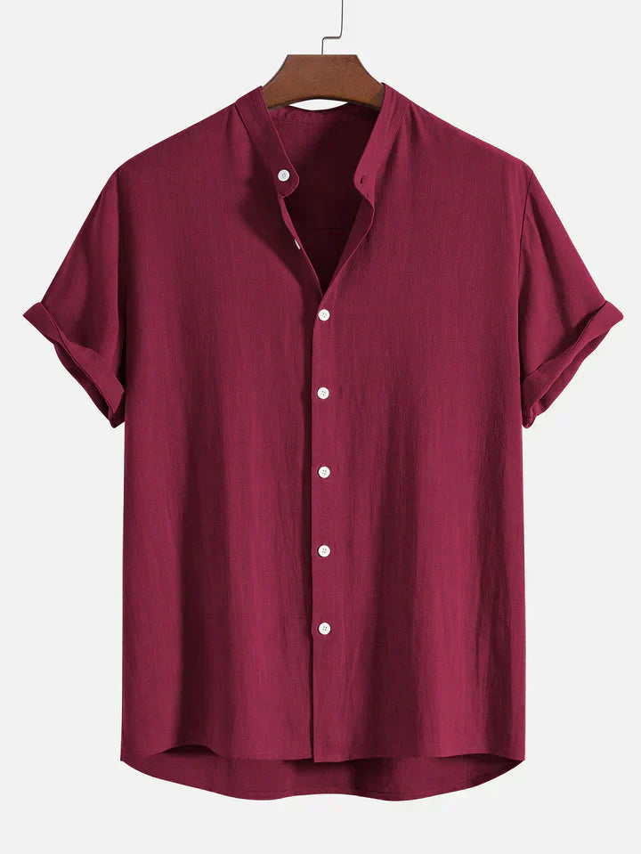 AYLEN – Linen Blend Stand Collar Shirt