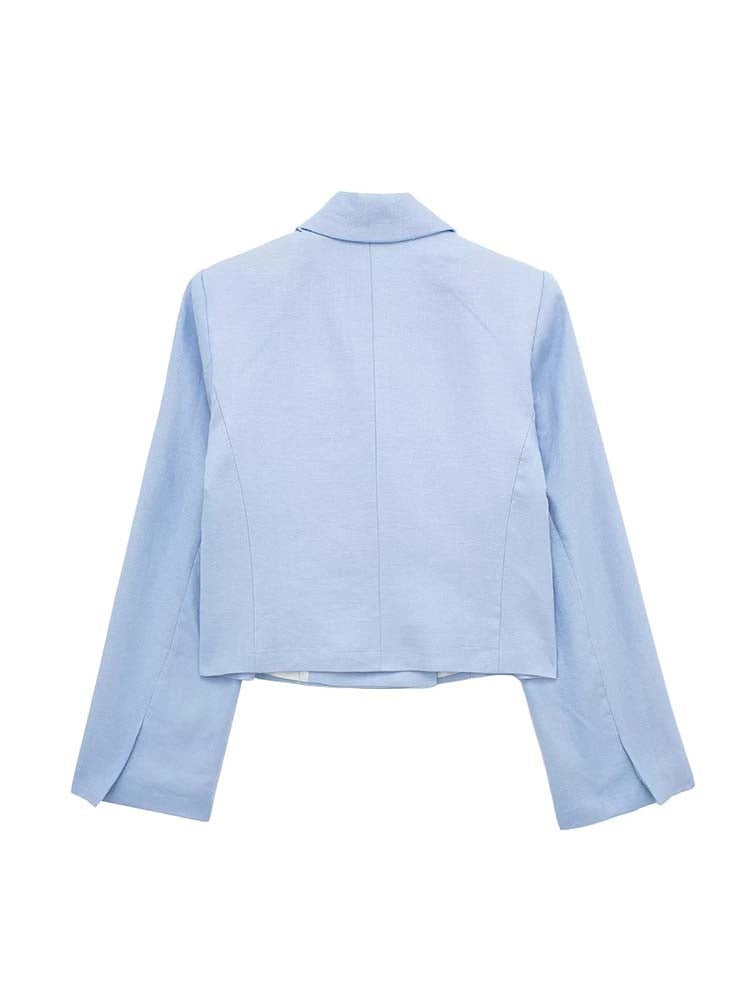AZUMI – Women's Linen Crop Blazer & Skirt Set