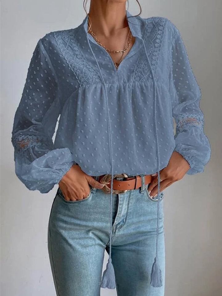 DELLA – Lace V-neck Blouse