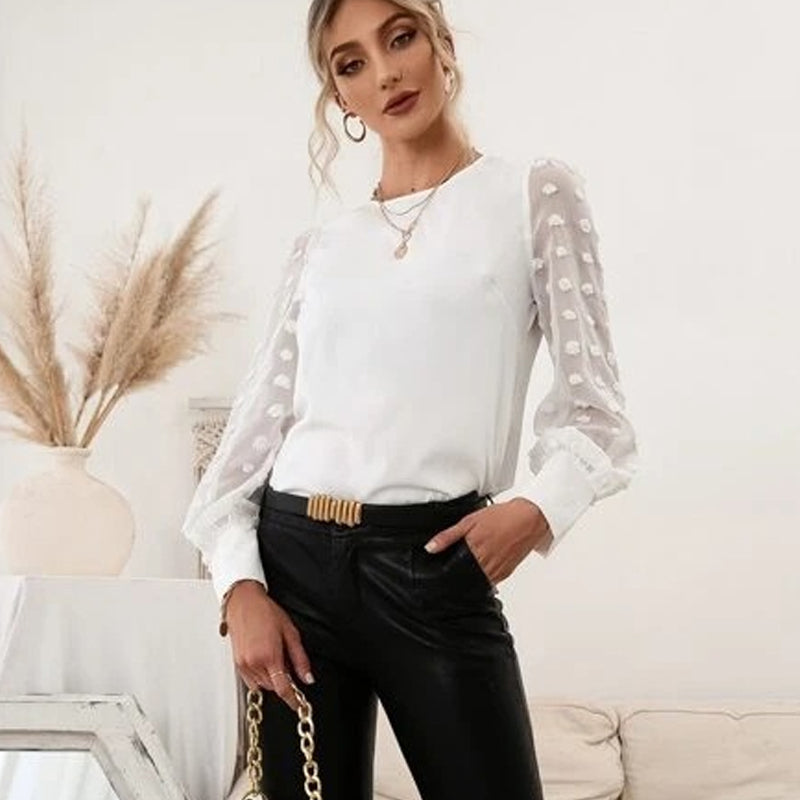 ZAYA - Polka Dot Textured Lace Shirt