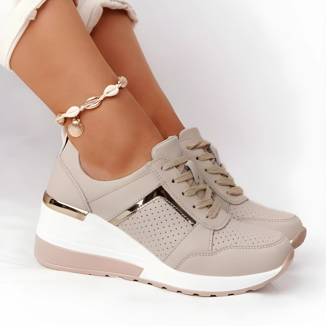 LIVA – Women's Perforated Gold-Accent Sneakers