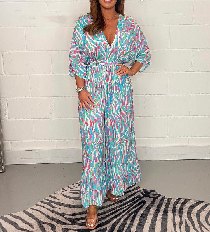 ELARA – V-Neckline Summer Jumpsuit