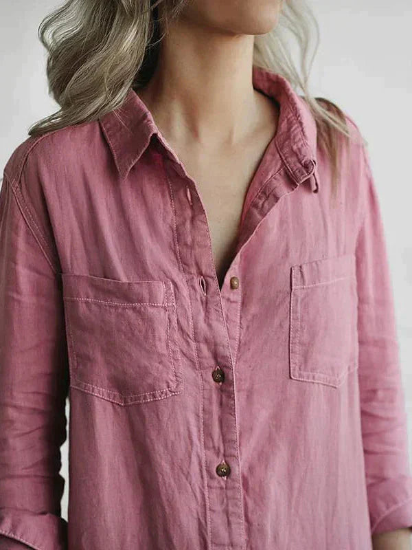 VIOLA - Cotton Turn-Down Collar Jumpsuit with Relaxed Fit