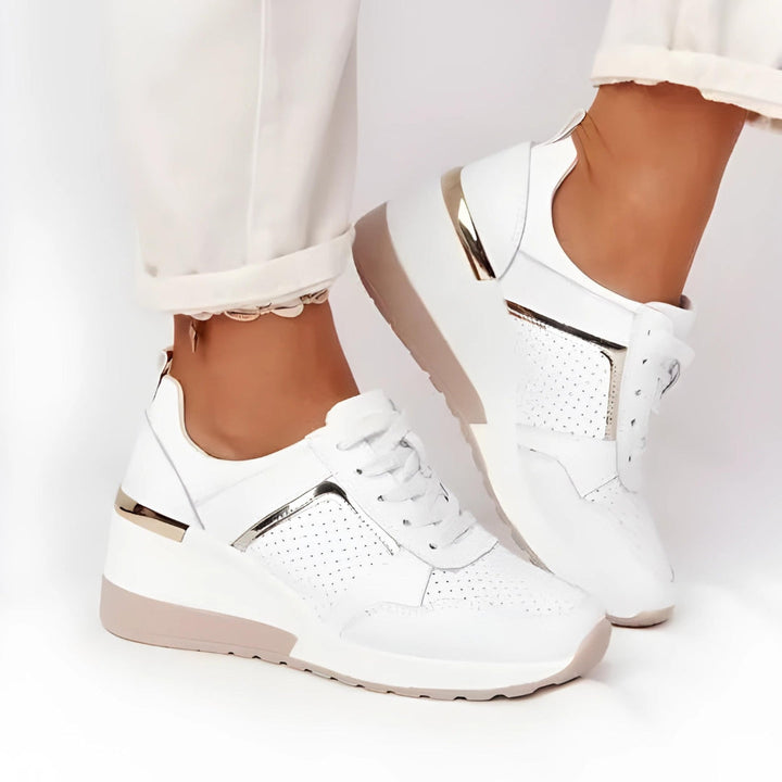 LIVA – Women's Perforated Gold-Accent Sneakers