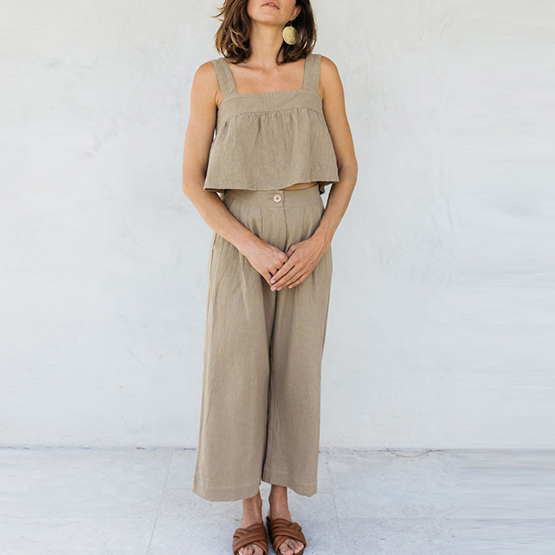 ADINA – Women’s Sleeveless Linen Two-Piece Set