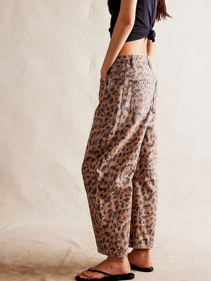 NAIMA – Women's Leopard Wide-Leg Jeans