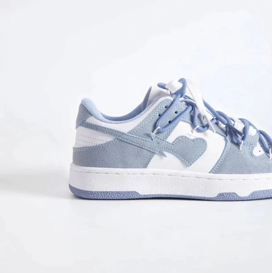 LINA – Blue Heart Lace-Up Sneakers