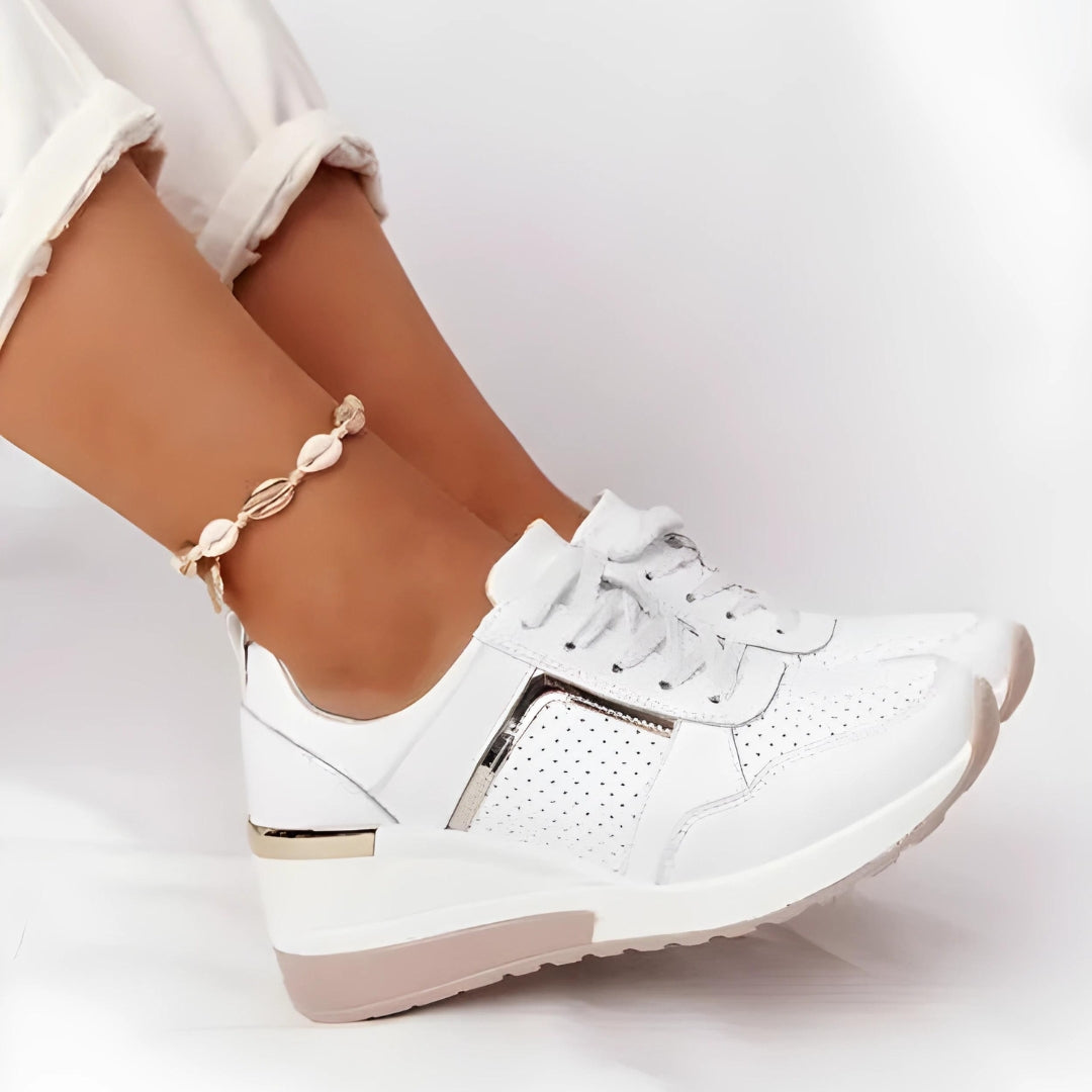 LIVA – Women's Perforated Gold-Accent Sneakers
