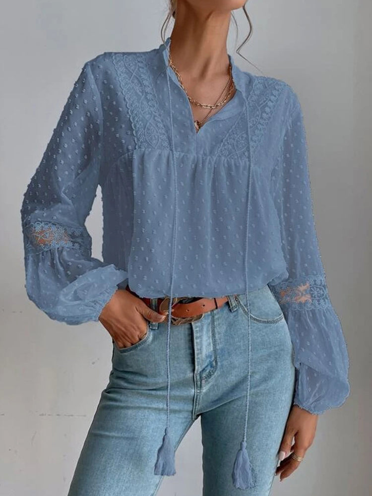 DELLA – Lace V-neck Blouse