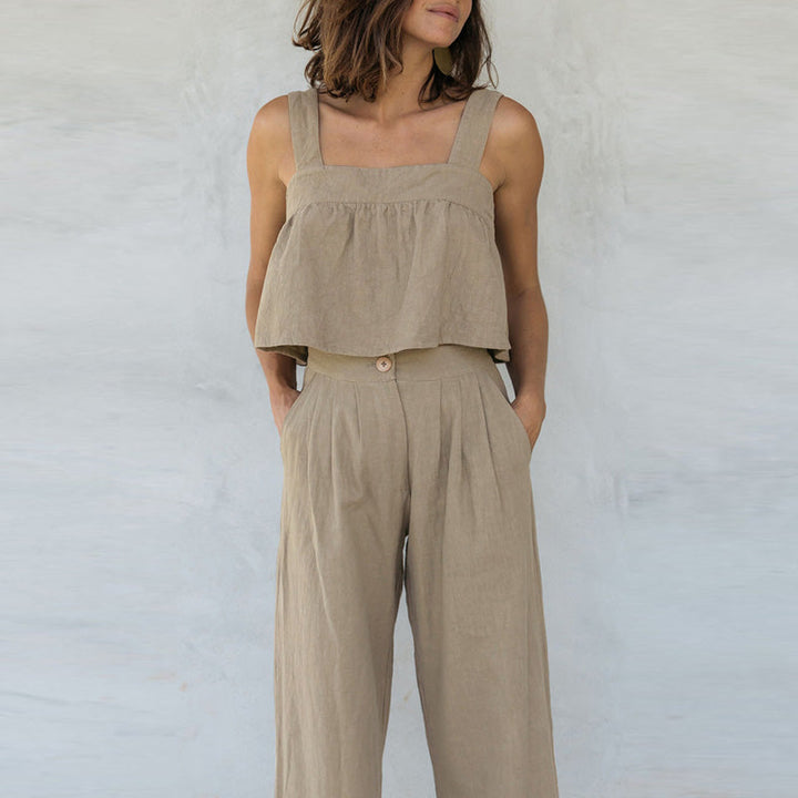 ADINA – Women’s Sleeveless Linen Two-Piece Set