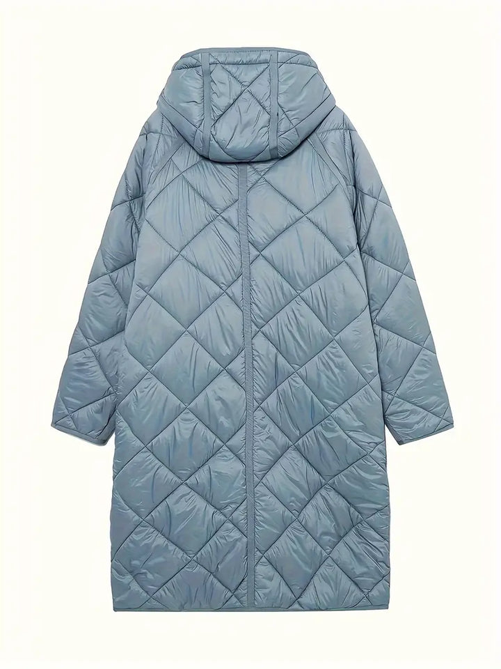ELIN – Light Blue Hooded Longline Puffer Coat