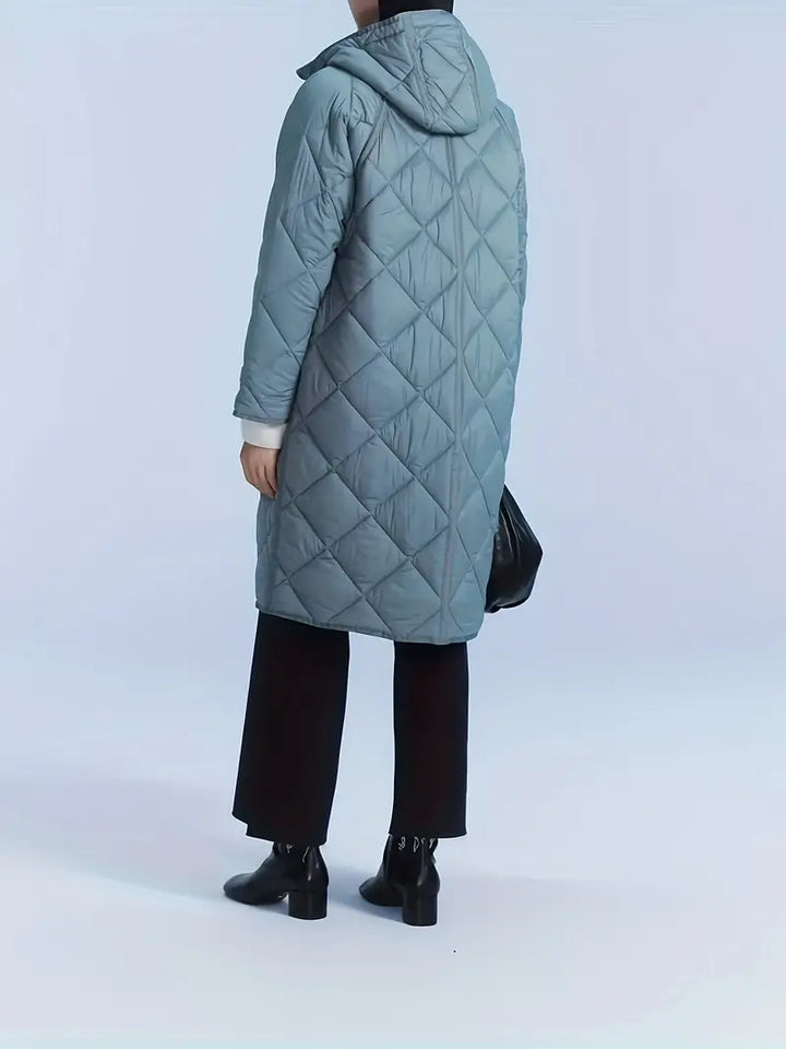 ELIN – Light Blue Hooded Longline Puffer Coat