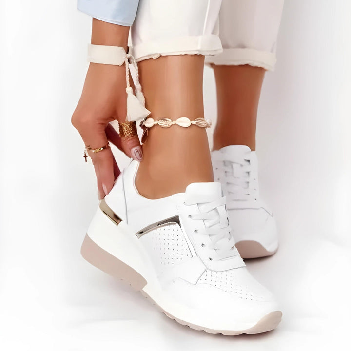 LIVA – Women's Perforated Gold-Accent Sneakers