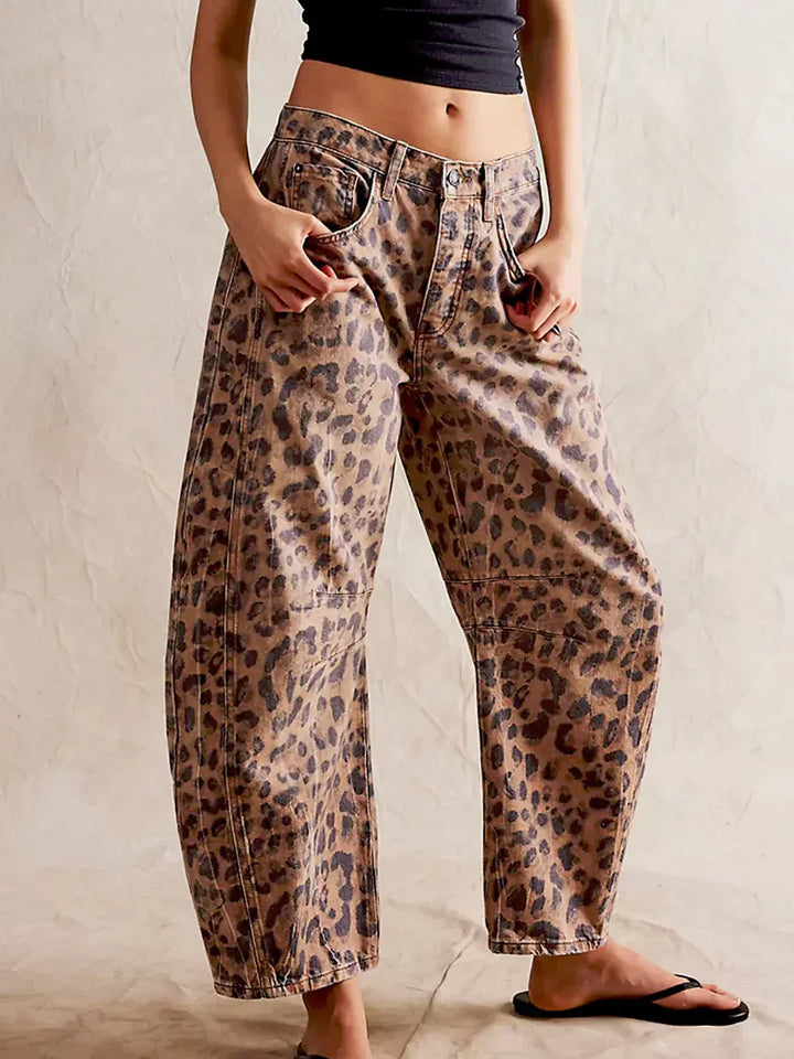 NAIMA – Women's Leopard Wide-Leg Jeans