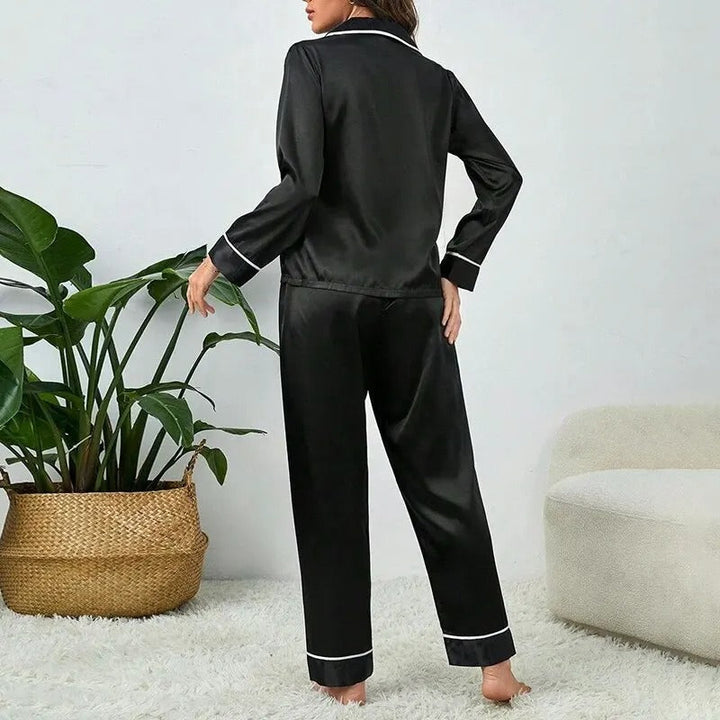 MEARA - Silky Satin Button-Down Pajama Set