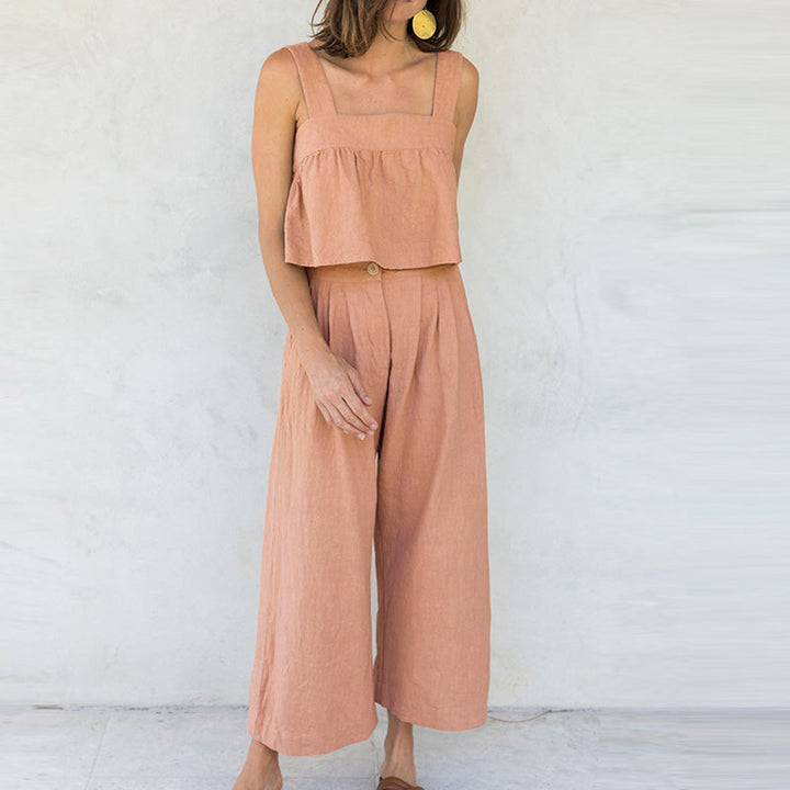 ADINA – Women’s Sleeveless Linen Two-Piece Set