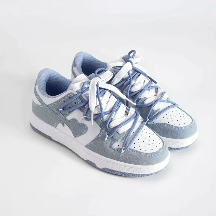 LINA – Blue Heart Lace-Up Sneakers