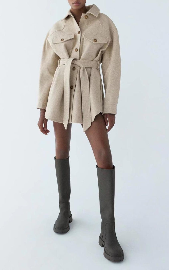 CYRENE - Women's Belted Coat with Pockets