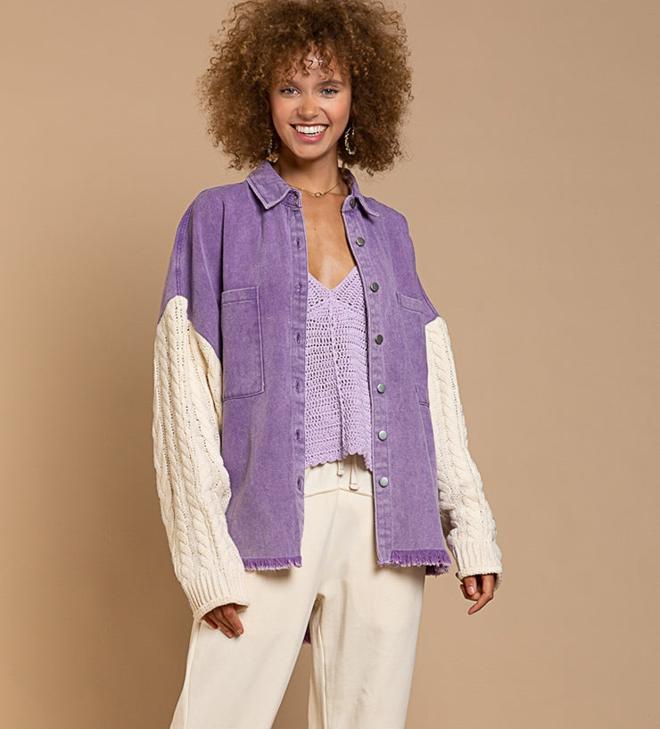 AKACIA – Denim Knit-Sleeve Jacket