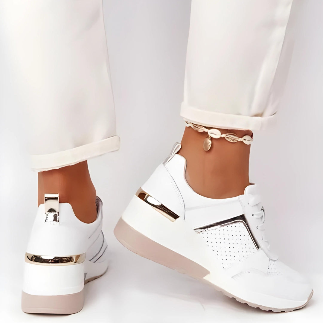 LIVA – Women's Perforated Gold-Accent Sneakers