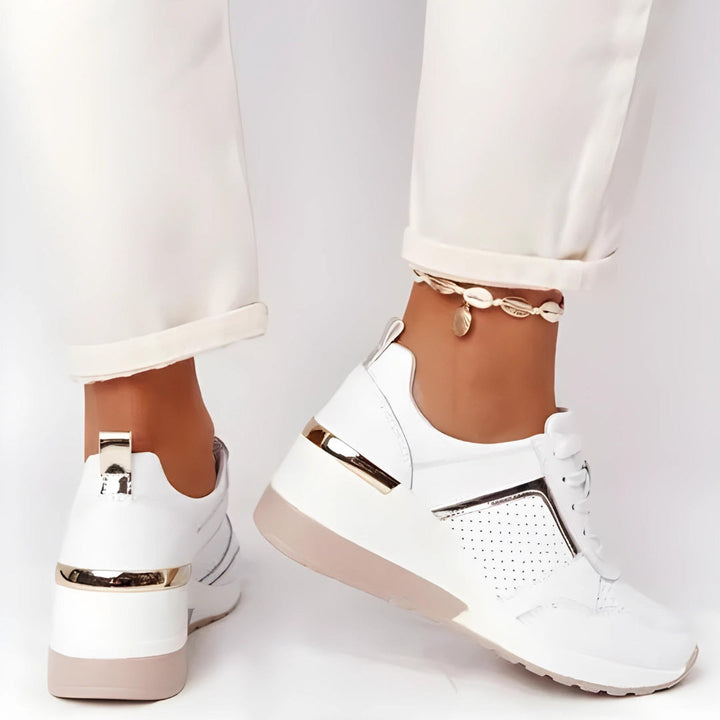 LIVA – Women's Perforated Gold-Accent Sneakers