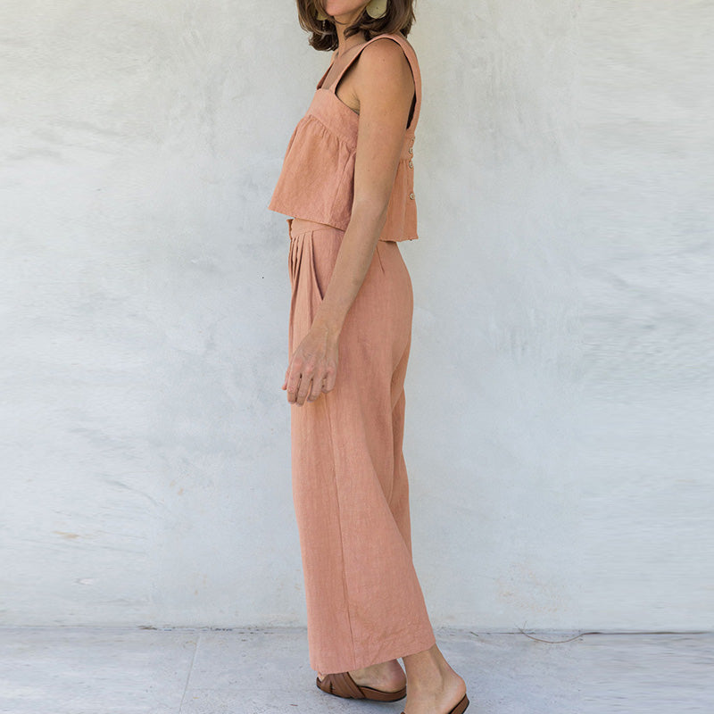 ADINA – Women’s Sleeveless Linen Two-Piece Set
