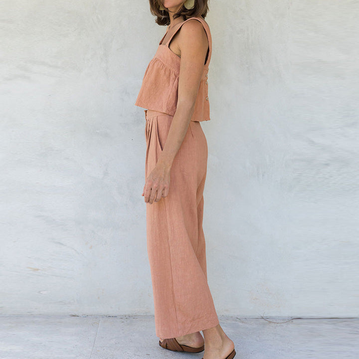 ADINA – Women’s Sleeveless Linen Two-Piece Set
