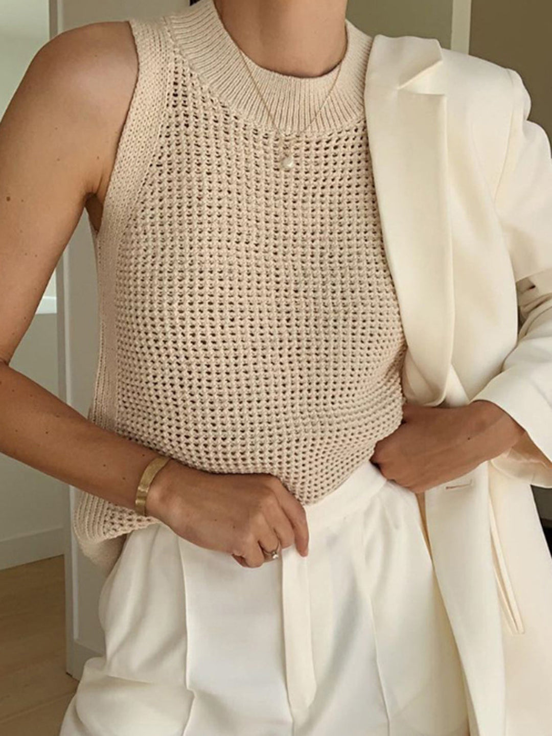 KORI - Relaxed Knit Sleeveless Textured Summer Top