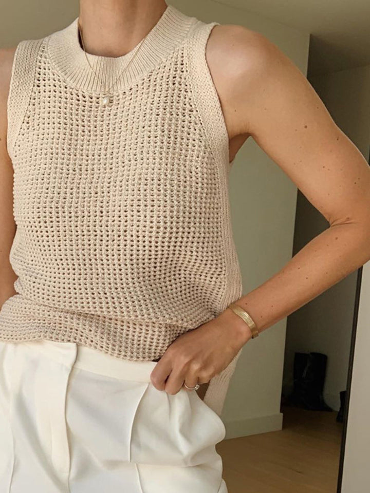 KORI - Relaxed Knit Sleeveless Textured Summer Top