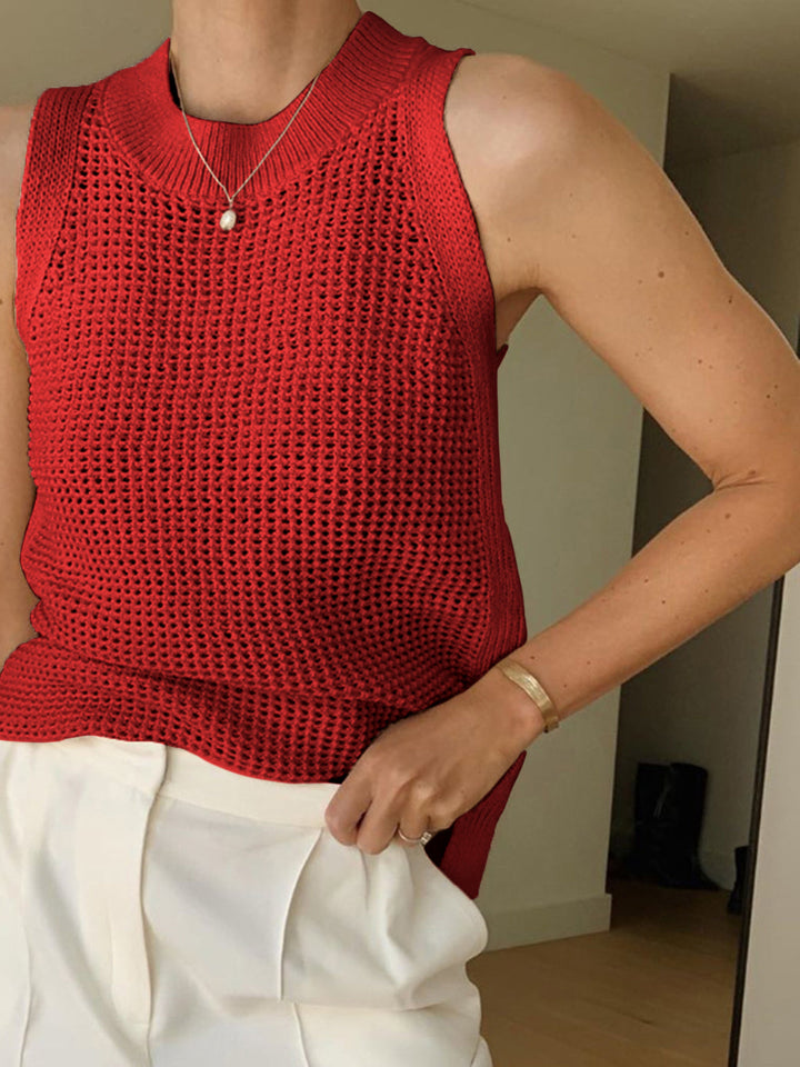 KORI - Relaxed Knit Sleeveless Textured Summer Top
