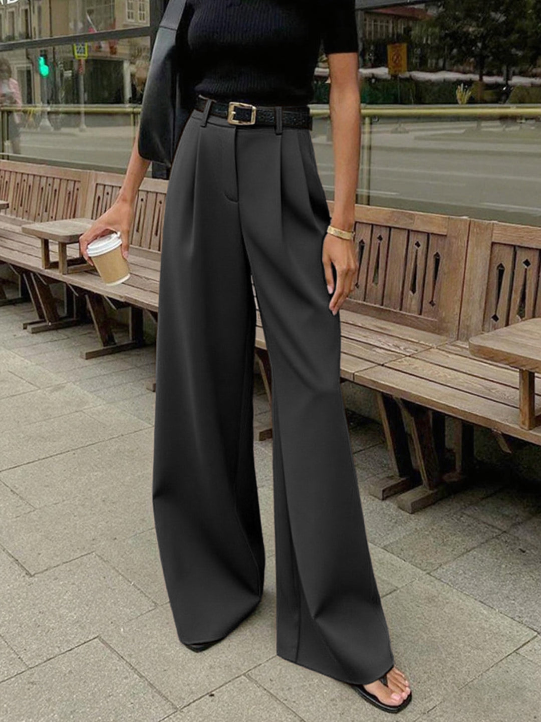 TAU - Classic High-Waist Wide Leg Pants