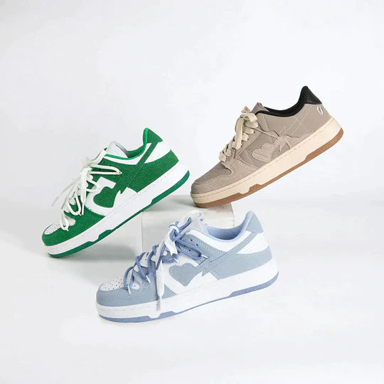 LINA – Blue Heart Lace-Up Sneakers