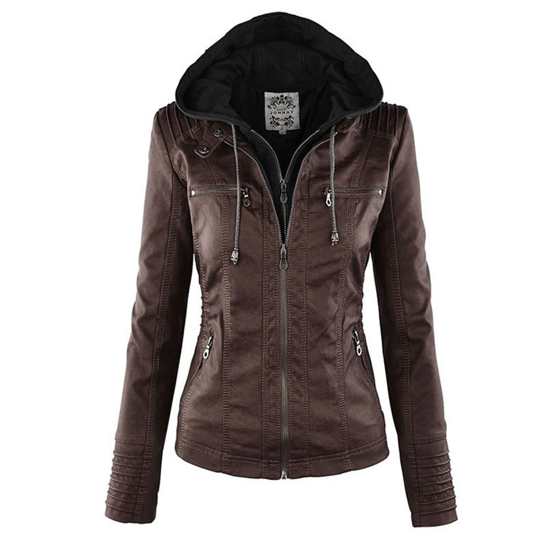 NORELLE – Vegan Leather Jacket With Detachable Hood