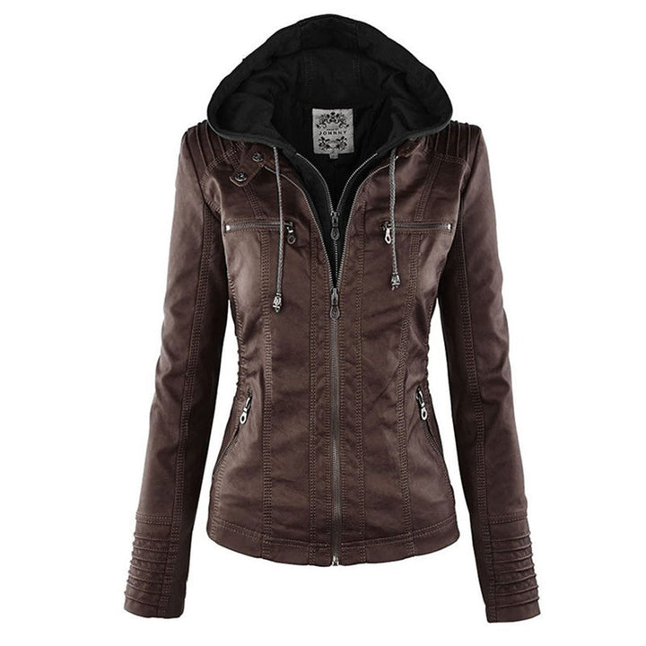 NORELLE – Vegan Leather Jacket With Detachable Hood