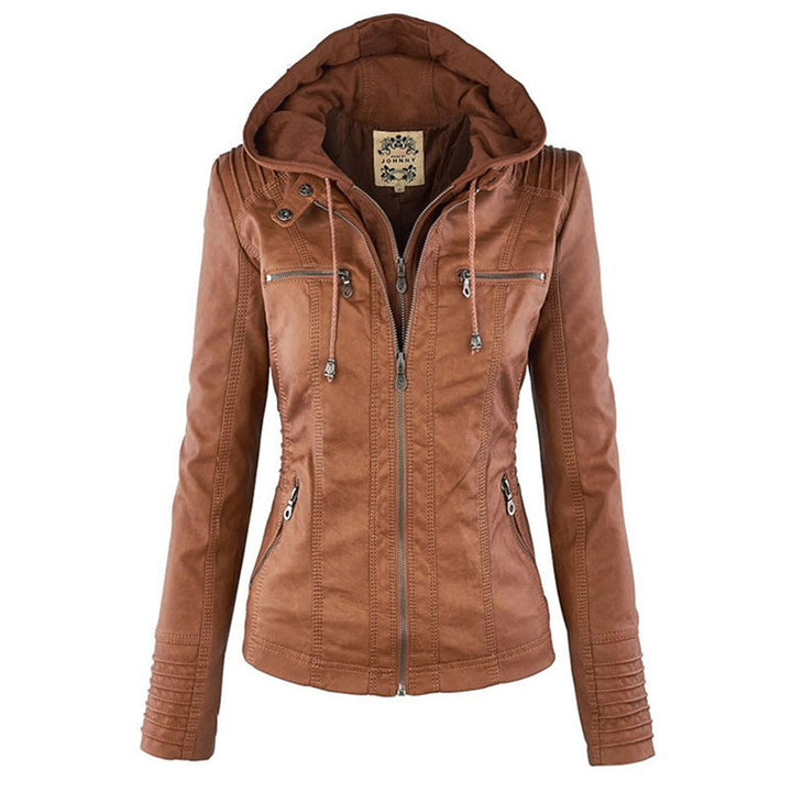 NORELLE – Vegan Leather Jacket With Detachable Hood