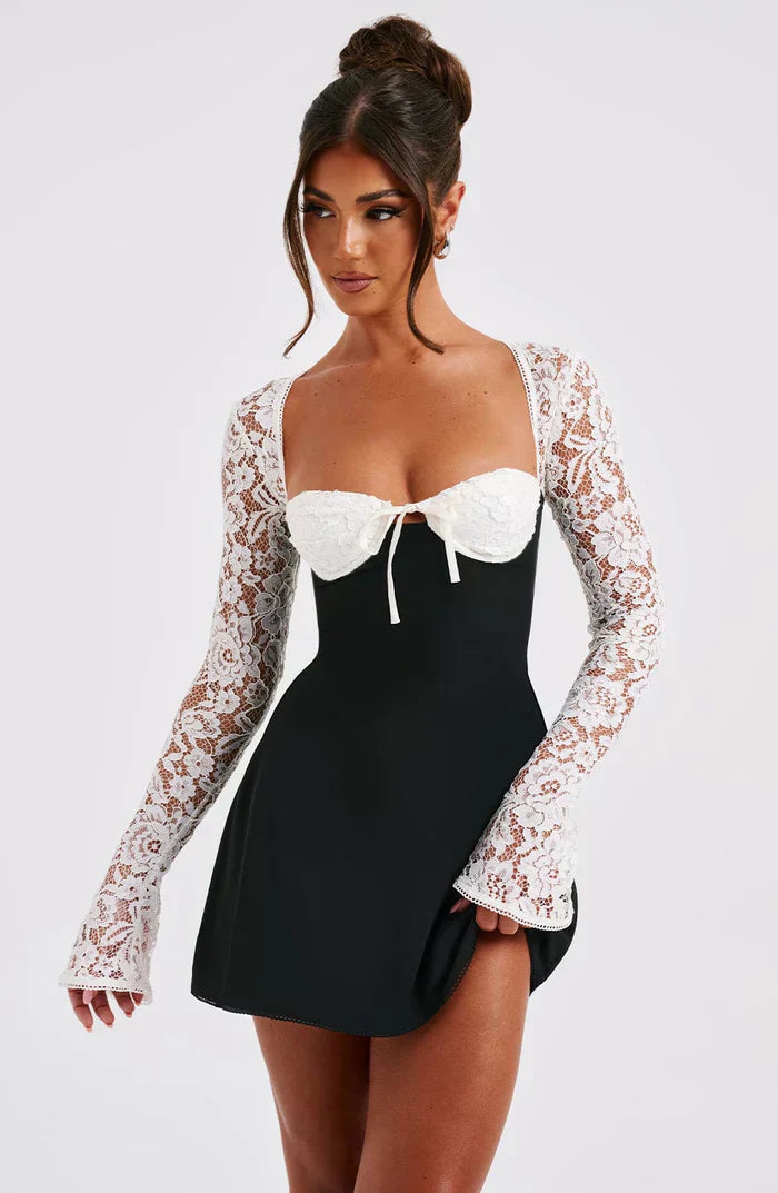 WREN - Lace Corset Long Sleeve Mini Dress