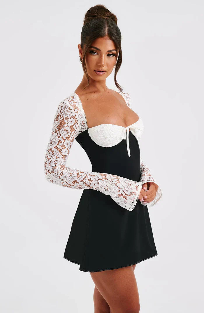WREN - Lace Corset Long Sleeve Mini Dress