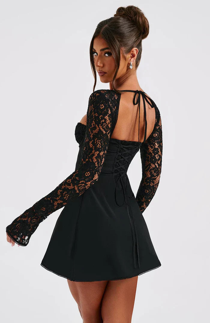 WREN - Lace Corset Long Sleeve Mini Dress