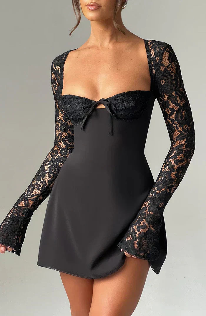 WREN - Lace Corset Long Sleeve Mini Dress