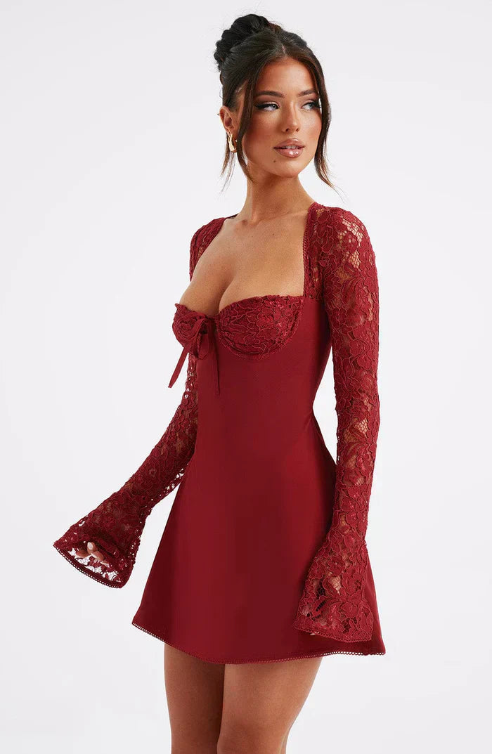 WREN - Lace Corset Long Sleeve Mini Dress